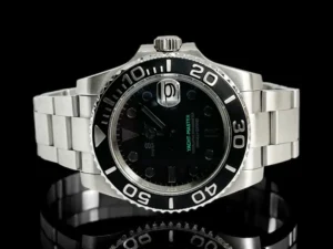 Seiko Mod Yacht-Master Stealth – Frontansicht mit schwarzem Zifferblatt und Lünette